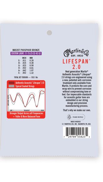 Authentic Acoustic Lifespan® 2.0 Guitar Strings Phosphor Bronze